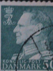 DENMARK-1961-SC#389  KING FREDERIK IX BLOCK-FANCY CANCEL-VERY FINE LAST ONE