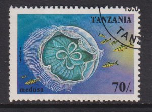 Tanzania   #1404  cancelled 1995 marine life of coral reefs 70sh  Medusa