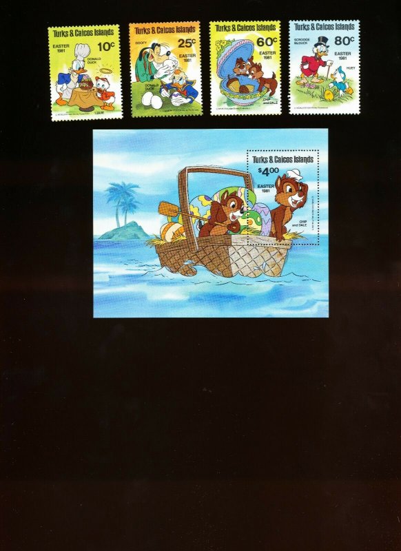 TURKS & CAICOS ISLANDS - Sc 476-480 VFMNH. DISNEY - EASTER - 1981 