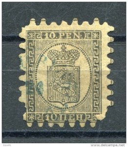 Finland/Russia 1866-74 Serpentine Roulette 10p black yellow FA 7 Used  Cv $400