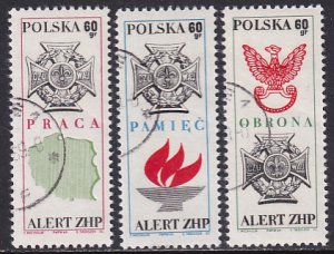 Poland 1969 Sc 1662-4 Military Eagle Pathfinders Cross Labor Map Stamp CTO