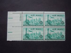 #C35b 15c NY City Skyline Plate Block #25940 UL MNH OG VF Dry Printing #3