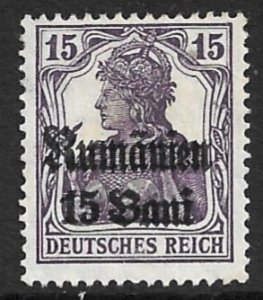 ROMANIA GERMAN OCCUPATION 1918 15b on 15pf Germania Sc 3N10 MH