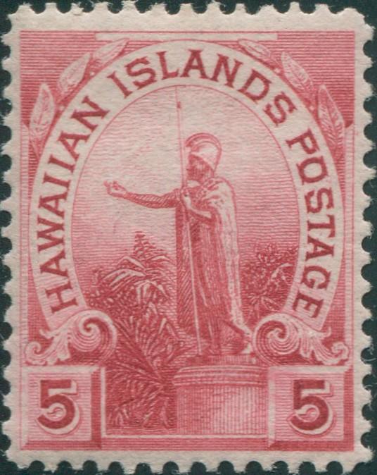 Hawaii 1894 SG79 5c red Statue King Kamehameha I MLH