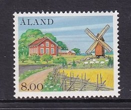 Aland islands  #19  MNH  1985  definitive set  8m farm and windmill