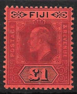 FIJI SG124 1912 £1 PURPLE & BLACK ON RED MTD MINT (s)