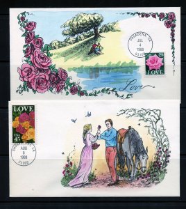 U.S. #2378 & 2379 (US049) Collins 1988 FDC LOVE with roses, VF