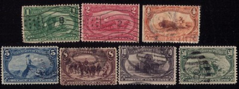 US Scott #285-291 Used Trans Mississippi 1c to 50c F-VF Cat.$399.00