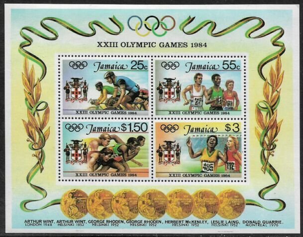 Jamaica #580a MNH S/Sheet - 1984 Summer Olympics