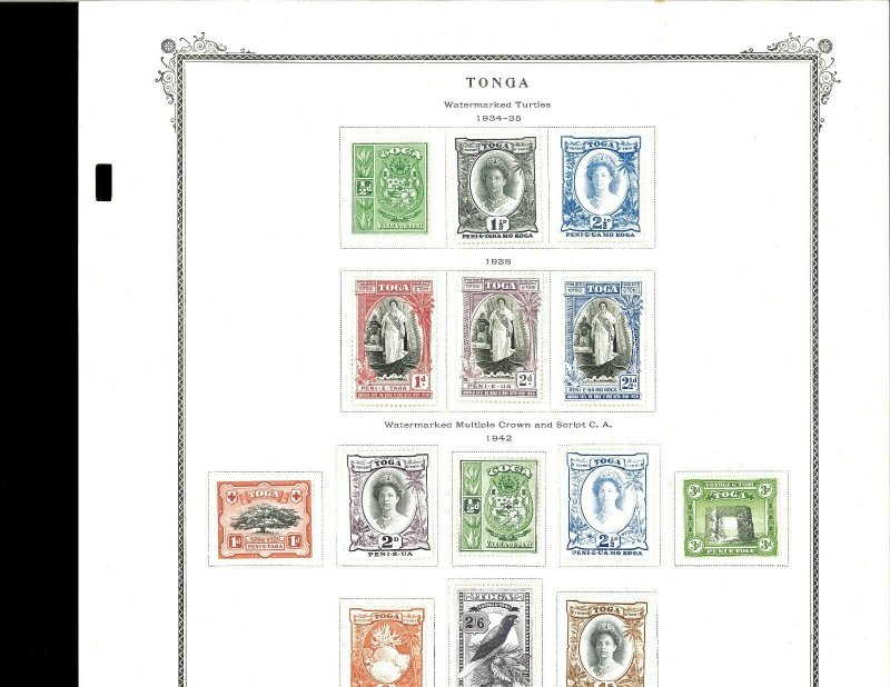 Tonga 1886-1961 all mint (2 used) Hinged on Scott Specialty Pages