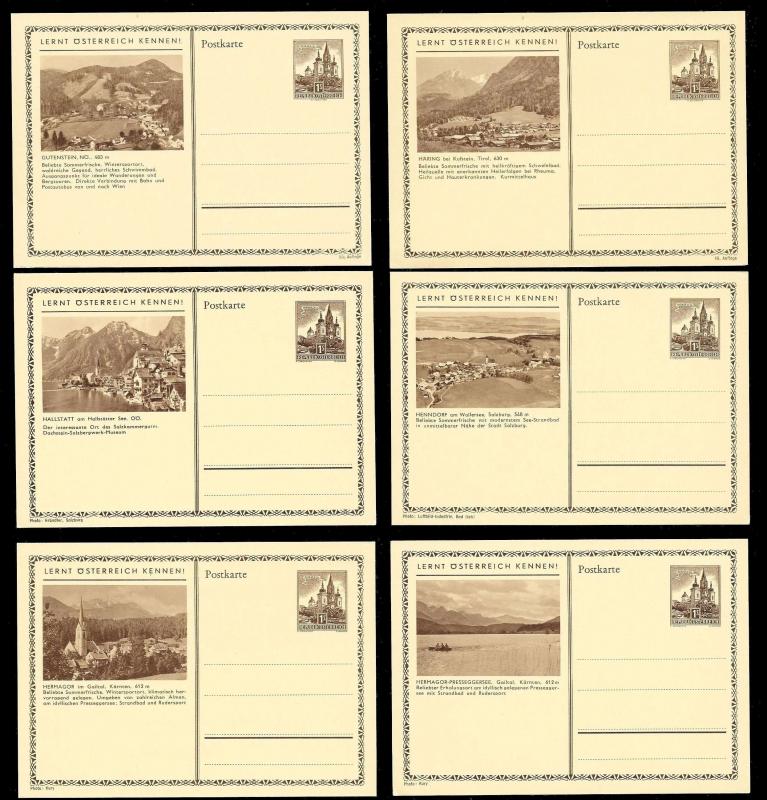 AUSTRIA (120) Scenery View Brown 1 Shilling Postal Cards c1950s ALL MINT UNUSED