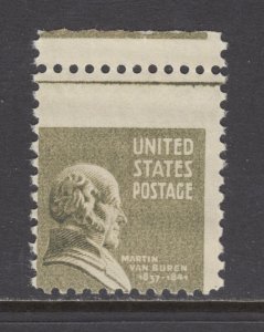 US Sc 813 MNH. 1938 8c Martin Van Buren, MISPERF single with next stamp showing