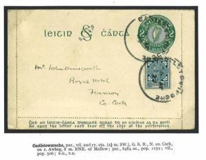 J255 1927 Ireland EIRE *Castletownroche* (Cork) Skeleton CDS Letter Card Fermoy