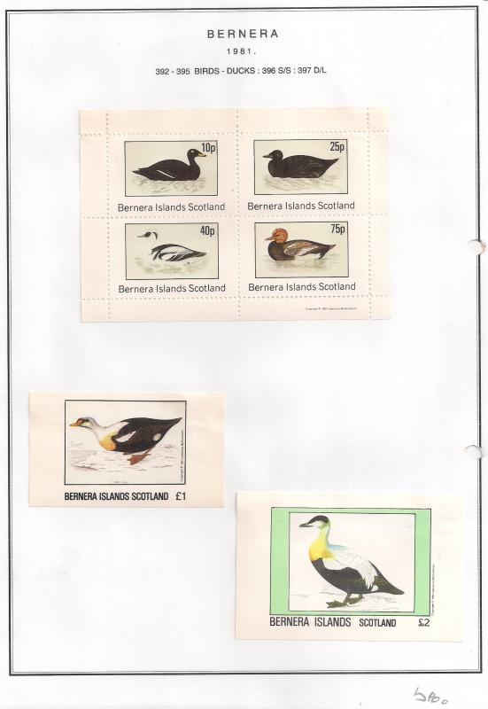 SCOTLAND - BERNERA - 1981 - Birds, Ducks (2) - 4v Perf, Min, D/L Sheets - MLH