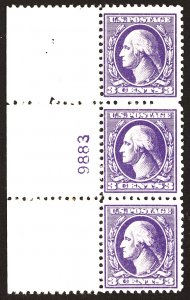 U.S. #530 MINT PL# Strip OG LH 