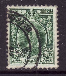 Southern Rhodesia-Sc#16b-used 1/2p deep green KGV-perf 12-1933-