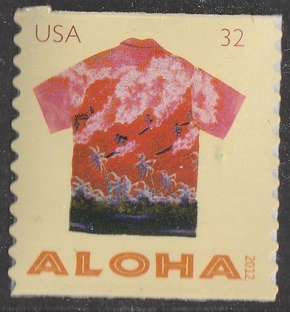 US 4598 Aloha Shirts Surfers & Palm Trees 32c coil single (1 stamp) MNH 2012