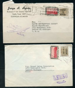 ECUADOR LOT OF 19 COMMERCIAL AIR MAILS COVERS MOSTLY 1950'S  AS SHOWN