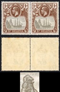 St Helena SG106c 1/- Cleft Rock in a U/M Pair M/M Cat 357.50 pounds