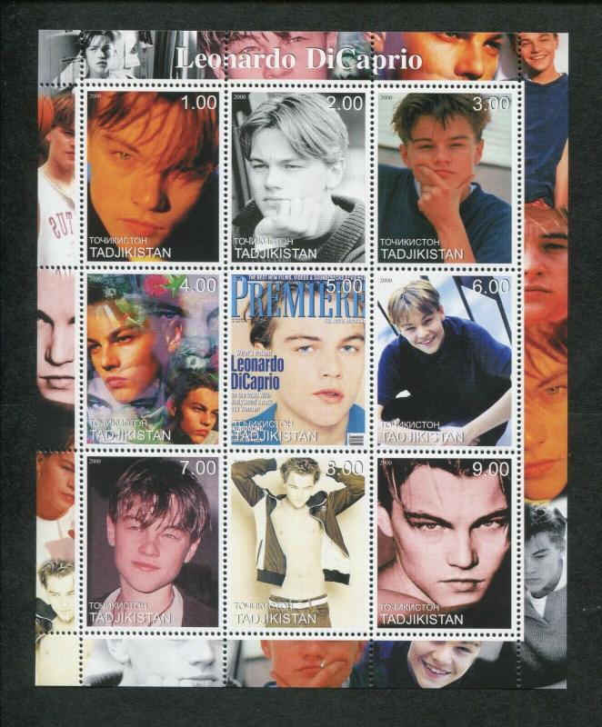 Tajikistan Commemorative Souvenir Stamp Sheet - Actor Leonardo DiCaprio