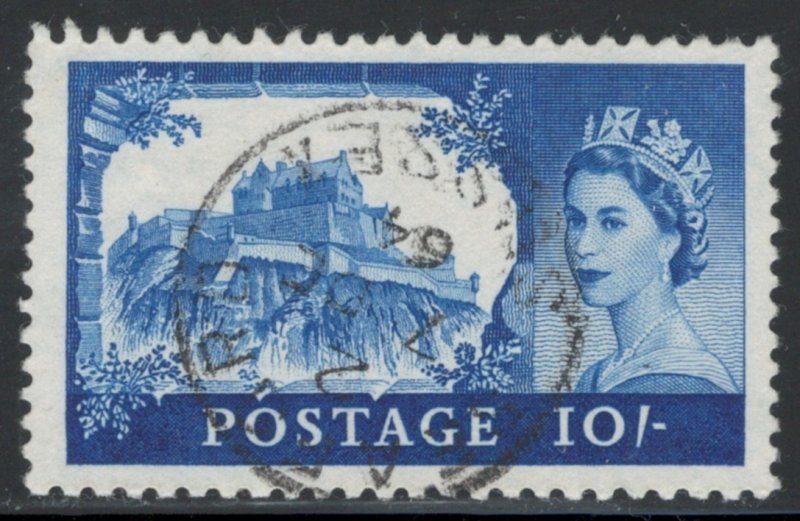 Great Britain 1959 Queen Elizabeth II & Edinburgh Castle 10sh Scott # 373 Used