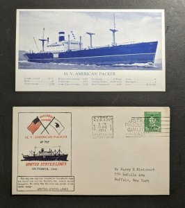 1941 MV American Packer Maiden Voyage Cover Sydney Australia to Buffalo NY USA