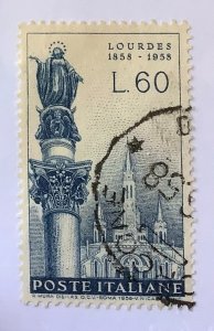 Italy 1958 Scott 740 used - 60 L,  Apparition of Virgin Mary at Lourdes cent.