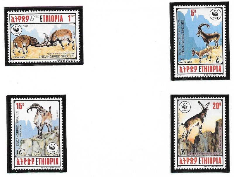 ETHIOPIA SC 1303-6 NH issue of 1990 - WWF - ANIMALS 