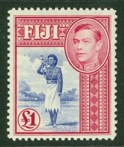 SG 266b Fiji 1938. £1 ultramarine & carmine. Fine unmounted mint CAT £55