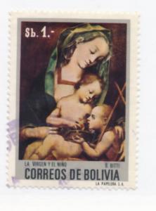 Bolivia 1972 Scott 548 used- 1b, Bolivian paintings, Madonna & Child by B. Bitti