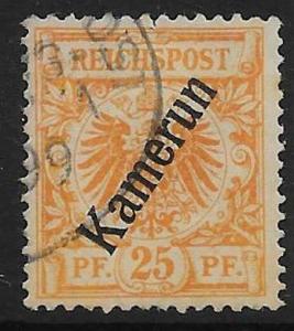 CAMEROUN SGK5 1897 25pf ORANGE OVPT ON GERMANY USED