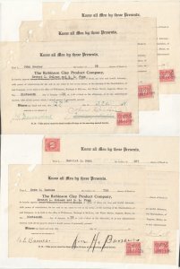 1919 Usa 6 Certificates For Shares Of Stock Robinson Clay Product Company