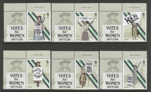 Jersey 2018 MNH Votes for Women Women's Suffrage 6v Set Voting Elections Stamps