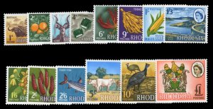 Rhodesia #223-236 Cat$17.60, 1966 QEII, complete set, never hinged