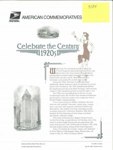 USPS COMMEMORATIVE PANEL #538A CELEBRATE THE CENTURY 1920S #3184