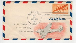 1941 AIRMAIL 50c TRANSPORT AIRPLANE STAMP C31 RARE JOHN ANDERSON HANDPAINTED ADD