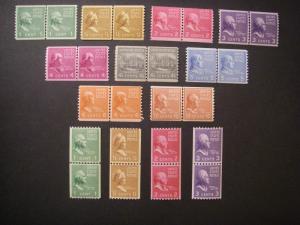 PREXIE LINE PAIRs COMPLETE, Scott 839 - 851, BEAUTIFUL MNH GROUP