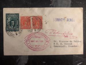 1929 Trujillo Peru First Flight cover FFC to Us Consul Guayaquil Ecuador
