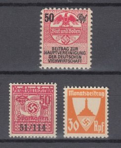 Lot Third Reich Revenues,Taxes,Dues,Saving Stamps MNH Original Gum