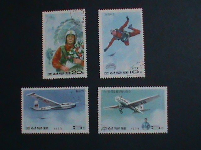 ​KOREA STAMP-1975-SC#1379-83 AERIAL SPORTS FOR NATIONAL DEFENCE CTO STAMPS VF