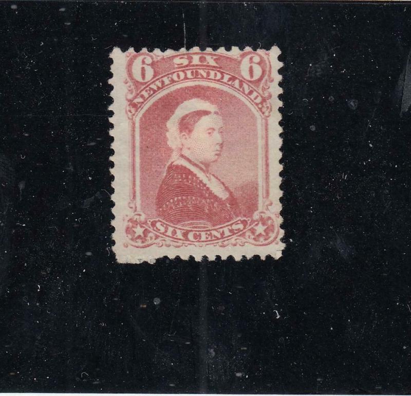 NEWFOUNDLAND  # 35  F-MH 6cts 1870 QUEEN VICTORIA / DULL ROSE EST CAT VALUE $15