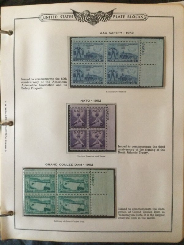 1. Minkus Album of U.S. Commemorative Mint,OG,NH/LH Plate Blocks... SCV $171.00