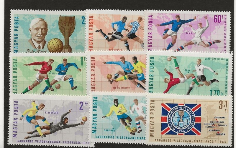 Thematic stamps sport HUNGARY 1966 World Cup Football set of 9 sg.2194-02   MNH