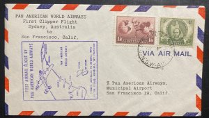 1957 Sydney Australia First Flight Cover FFC To San Francisco CA USA Pan America