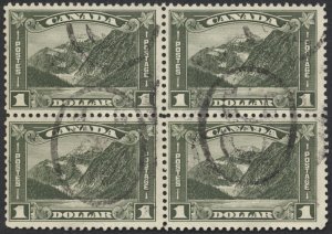 Canada #177 $1 Mt Edith Cavell Used Block of 4 Fine 'R' Ovals