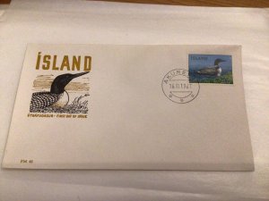 Iceland 1967 Great Northern Diver first day cover Ref 60437