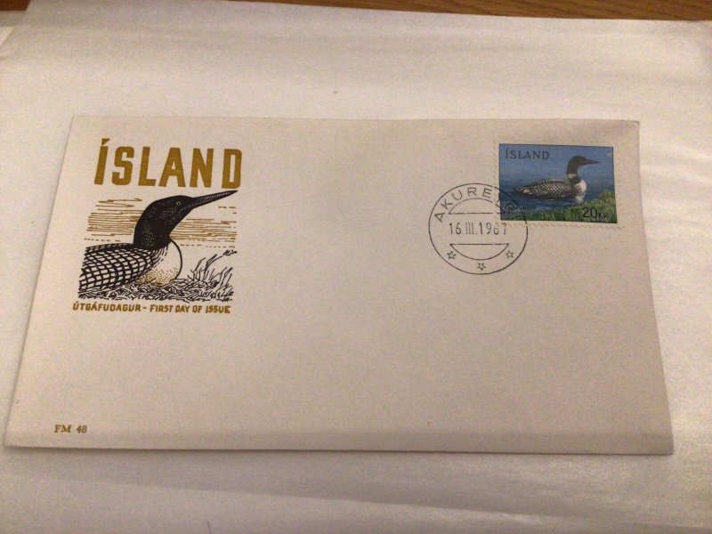 Iceland 1967 Great Northern Diver first day cover Ref 60437