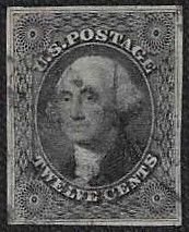 U.S. #17 Used VLH 12c Washington Imperf (1851) - PF Certificate