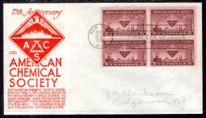 US 1002 Chemical Society Block of Four C Anderson Red Pencil FDC