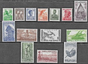 Papua & New Guinea (1952) - Scott # 122 - 135,   MH    (Short Set)